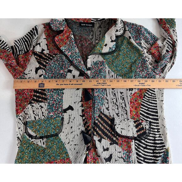 T&W Designs Women's Colorful Multicolor Two Button Blazer Jacket Size L - Picture 7 of 11